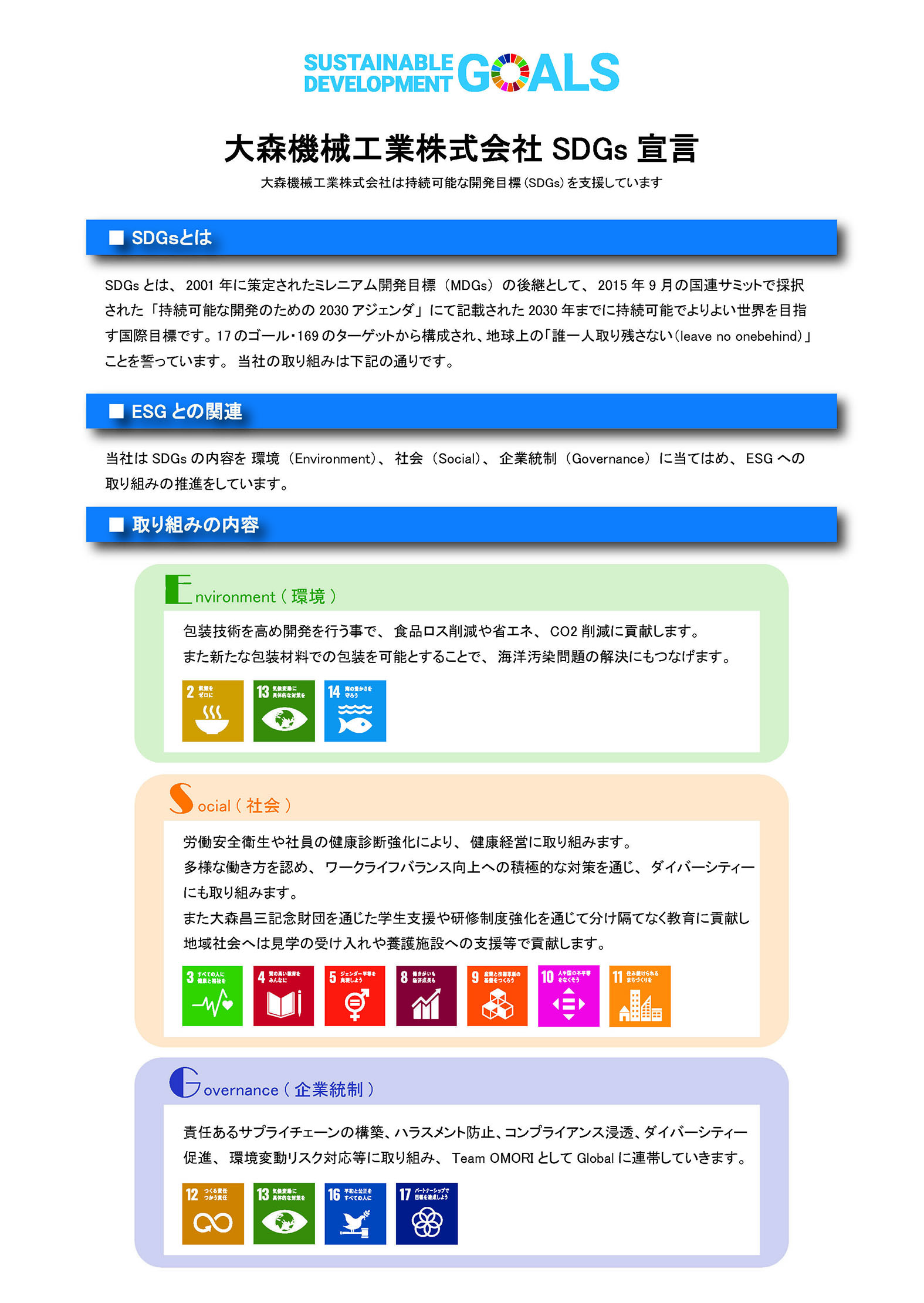 SDGsへの取り組み